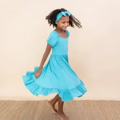 Outlet Kyte Baby Puff Sleeve Twirl Dress in Makai