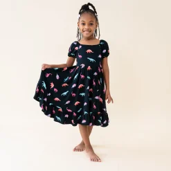 Kyte Baby Puff Sleeve Twirl Dress in Midnight Roar