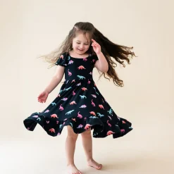 Kyte Baby Puff Sleeve Twirl Dress in Midnight Roar