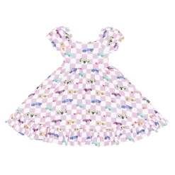 New Kyte Baby Puff Sleeve Twirl Dress in Sparkles and Speed