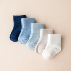 Discount Kyte Baby Quarter Socks Combo 5-Pack in Cool Cool Set: Cloud/Oat/Fog/Slate/Navy