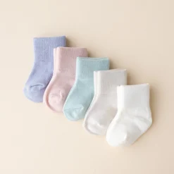 New Kyte Baby Quarter Socks Combo 5-Pack in Pastel set Pastel Set: Cloud/Oat/Blush/Sage/Haze