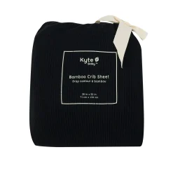 New Kyte Baby Ribbed Crib Sheet in Midnight