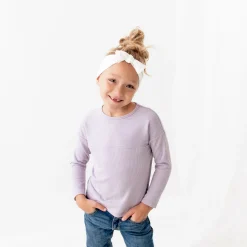 Kyte Baby Ribbed Drop Shoulder Top in Taro