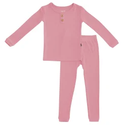New Kyte Baby Ribbed Henley Set in Apple Blossom