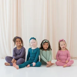New Kyte Baby Ribbed Henley Set in Apple Blossom