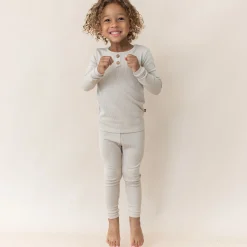 Hot Kyte Baby Ribbed Henley Set in Bisque