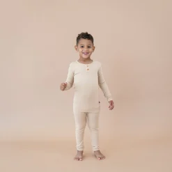 Hot Kyte Baby Ribbed Henley Set in Bisque