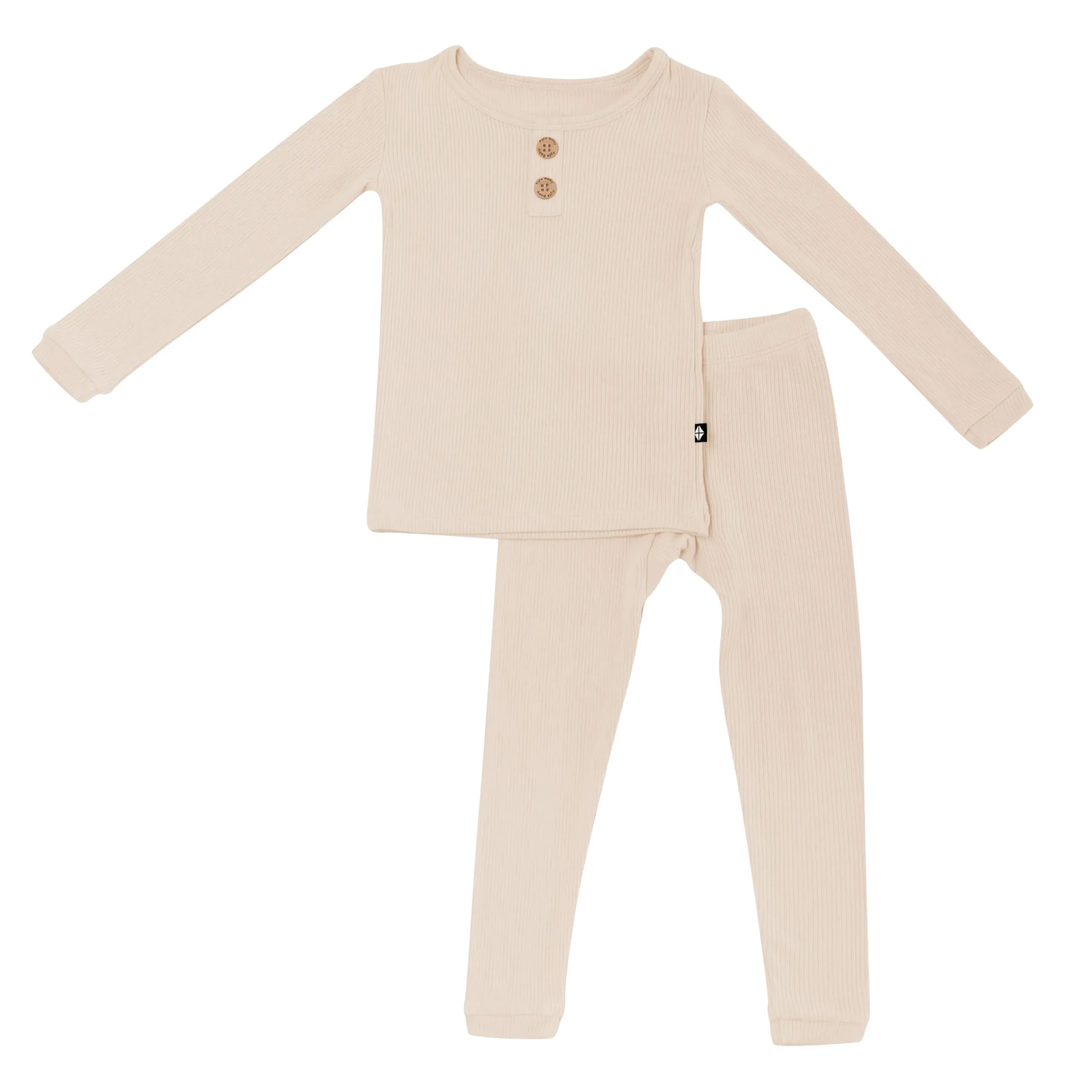 Hot Kyte Baby Ribbed Henley Set in Bisque