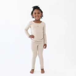 Hot Kyte Baby Ribbed Henley Set in Bisque