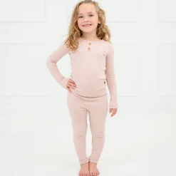 New Kyte Baby Ribbed Henley Set in Blush
