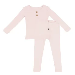 New Kyte Baby Ribbed Henley Set in Blush