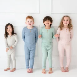New Kyte Baby Ribbed Henley Set in Blush