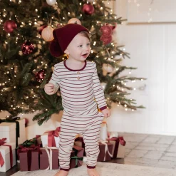 Sale Kyte Baby Ribbed Henley Set in Burgundy Stripe