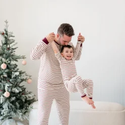 Sale Kyte Baby Ribbed Henley Set in Burgundy Stripe