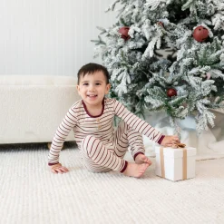 Sale Kyte Baby Ribbed Henley Set in Burgundy Stripe