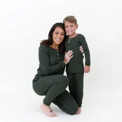 Outlet Kyte Baby Ribbed Henley Set in Fir