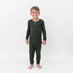 Outlet Kyte Baby Ribbed Henley Set in Fir