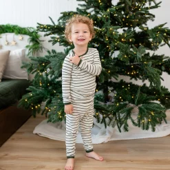 Outlet Kyte Baby Ribbed Henley Set in Fir Stripe