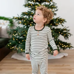 Outlet Kyte Baby Ribbed Henley Set in Fir Stripe