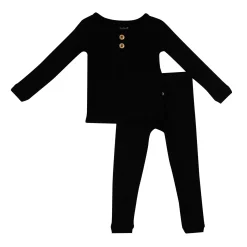 Kyte Baby Ribbed Henley Set in Midnight