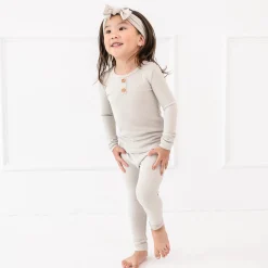 Hot Kyte Baby Ribbed Henley Set in Oat