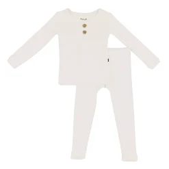 Hot Kyte Baby Ribbed Henley Set in Oat