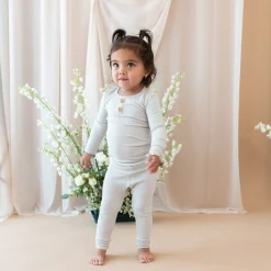 Hot Kyte Baby Ribbed Henley Set in Oat