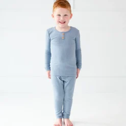 Kyte Baby Ribbed Henley Set in Slate
