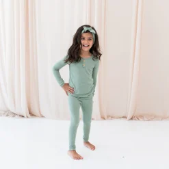 Online Kyte Baby Ribbed Henley Set in Thyme