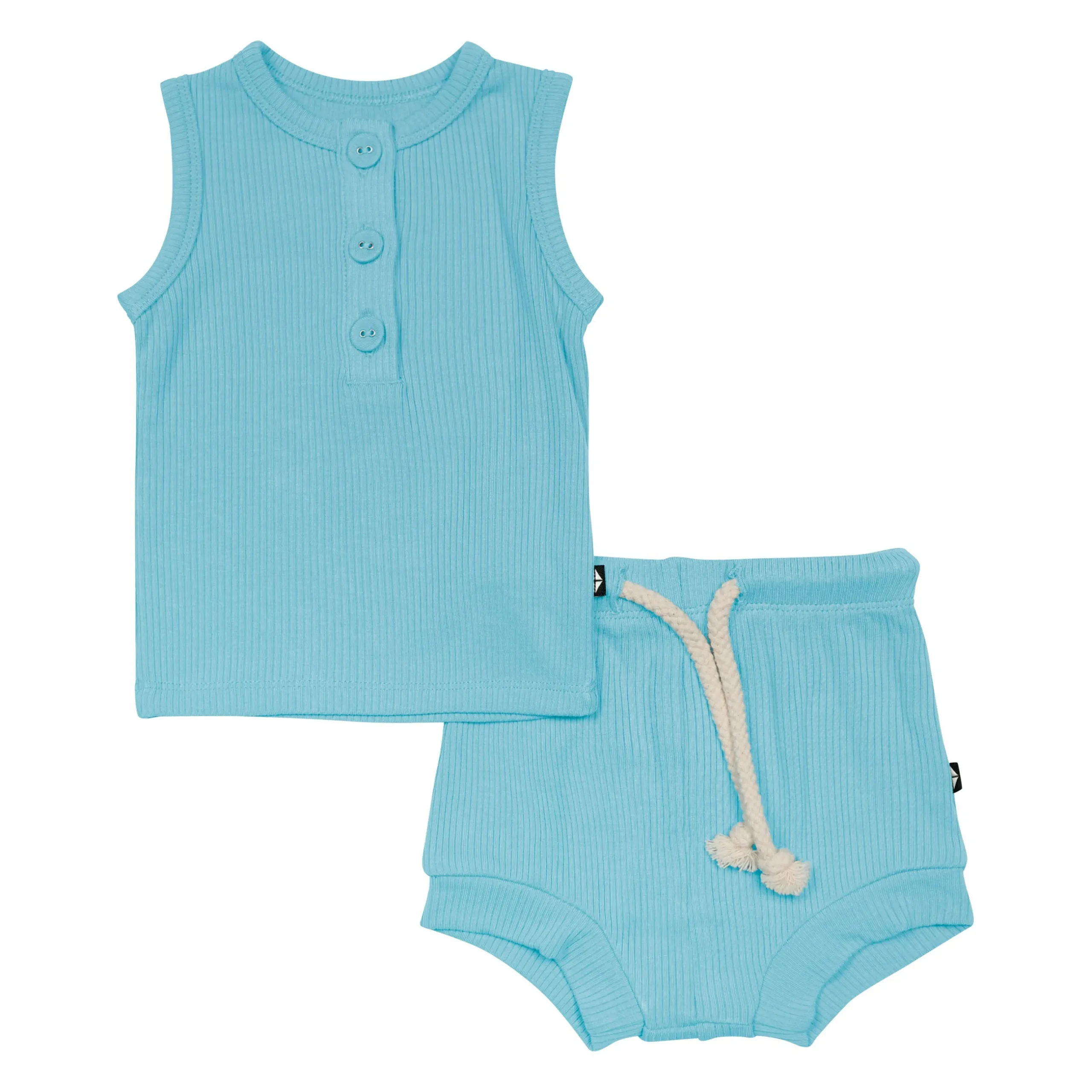 Best Kyte Baby Ribbed Henley Tank Set in Makai