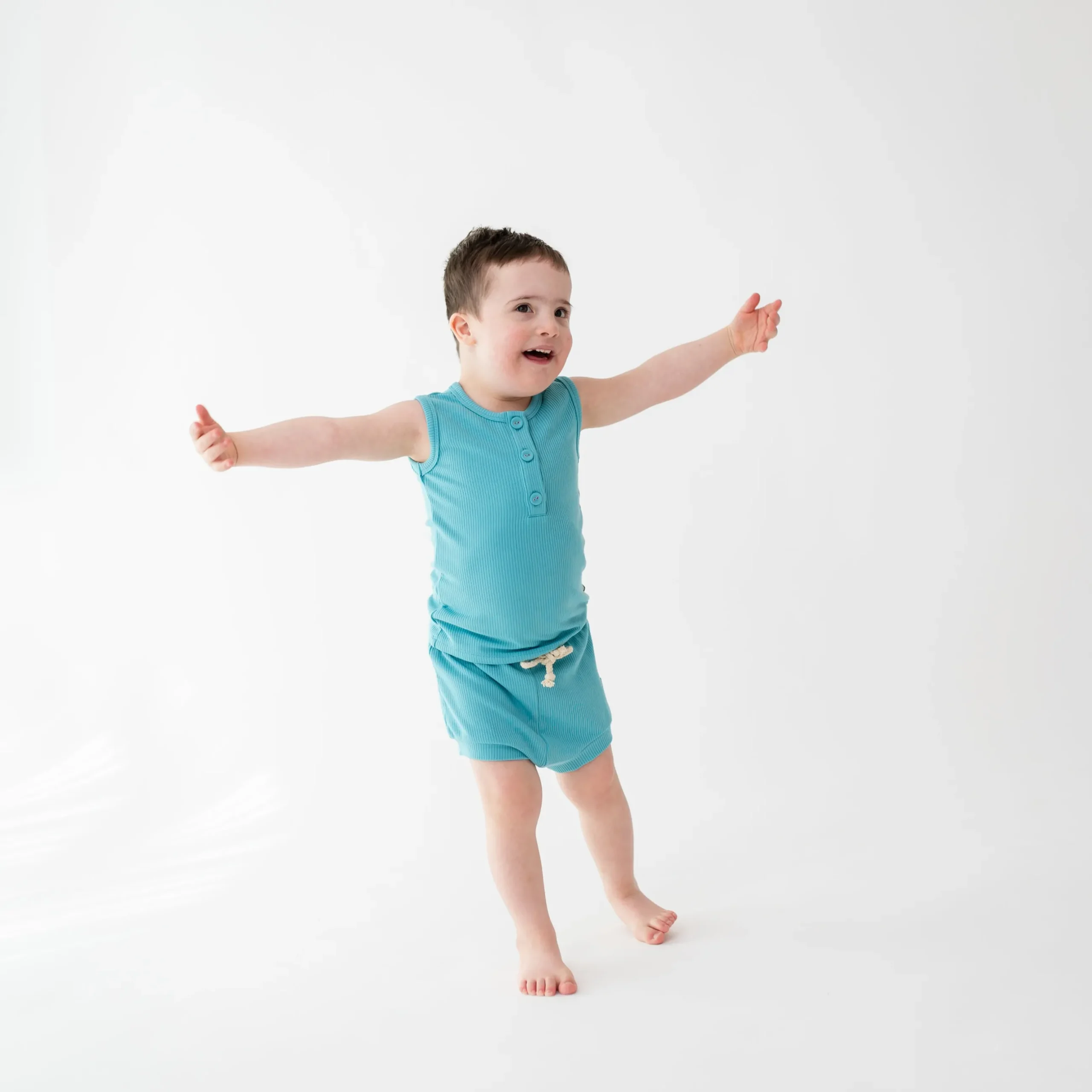Best Kyte Baby Ribbed Henley Tank Set in Makai