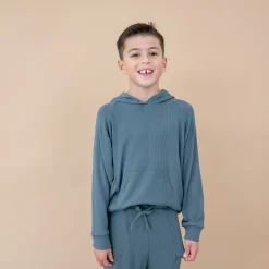 Kyte Baby Ribbed Hoodie in Atlantic