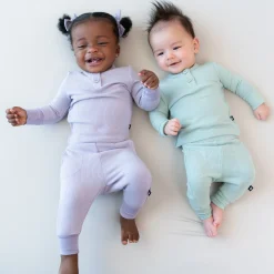 Kyte Baby Ribbed Infant Henley Set in Taro