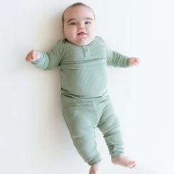 Discount Kyte Baby Ribbed Infant Henley Set in Thyme