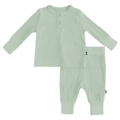 Discount Kyte Baby Ribbed Infant Henley Set in Thyme