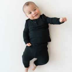 Sale Kyte Baby Ribbed Infant Henley Set in Midnight