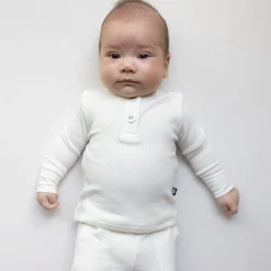 New Kyte Baby Ribbed Infant Henley Set in Cloud