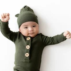 Clearance Kyte Baby Ribbed Knotted Gown with Hat Set in Fir