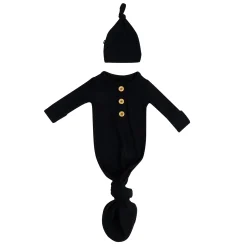 Outlet Kyte Baby Ribbed Knotted Gown with Hat Set in Midnight