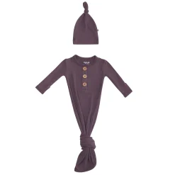 Discount Kyte Baby Ribbed Knotted Gown with Hat Set in Currant