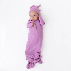 Online Kyte Baby Ribbed Knotted Gown with Hat Set in Poi