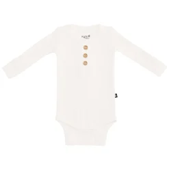 Clearance Kyte Baby Ribbed Long Sleeve Henley Bodysuit in Cloud