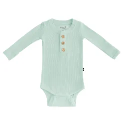 Sale Kyte Baby Ribbed Long Sleeve Henley Bodysuit in Sage