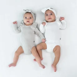 Best Kyte Baby Ribbed Long Sleeve Ruffle Leotard in Cloud