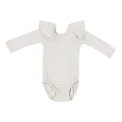 Best Kyte Baby Ribbed Long Sleeve Ruffle Leotard in Oat