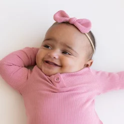 Clearance Kyte Baby Ribbed Nylon Bow in Apple Blossom