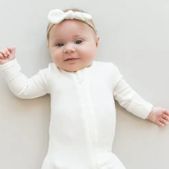 Sale Kyte Baby Ribbed Nylon Bow in Cloud