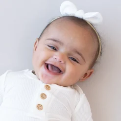 Sale Kyte Baby Ribbed Nylon Bow in Cloud