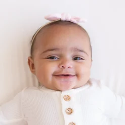 Hot Kyte Baby Ribbed Nylon Bow in Sakura